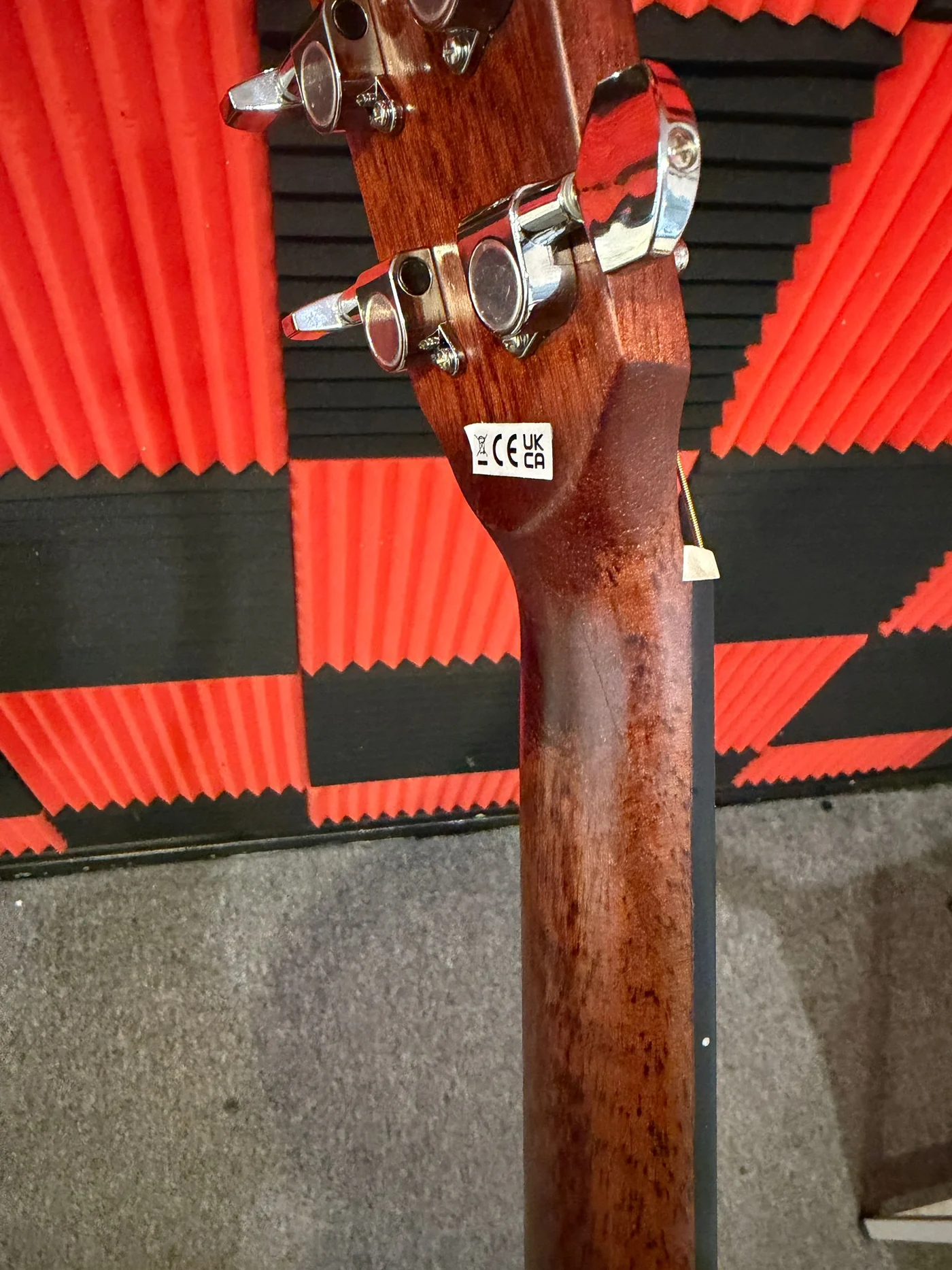 Guitar neck after repair with the break restored and refinished