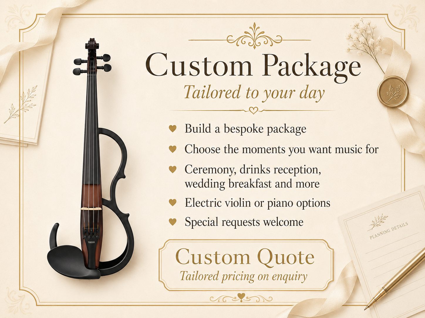 Custom wedding package